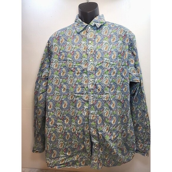Cremieux Men’s Pearl Snap Shirt XL Multicolor Paisley Premium Denim Long Sleeve - Picture 1 of 8